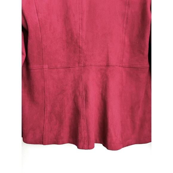 Chico's Faux Suede Peplum Jacket Red Women's Sz 0 US 4/6 Classy Career Lagenlook - Picture 11 of 11